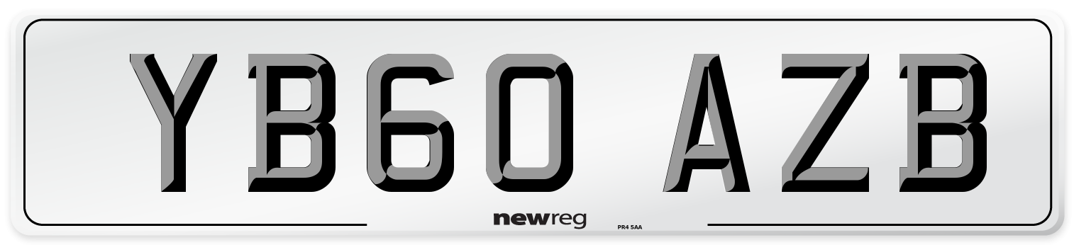 YB60 AZB Number Plate from New Reg